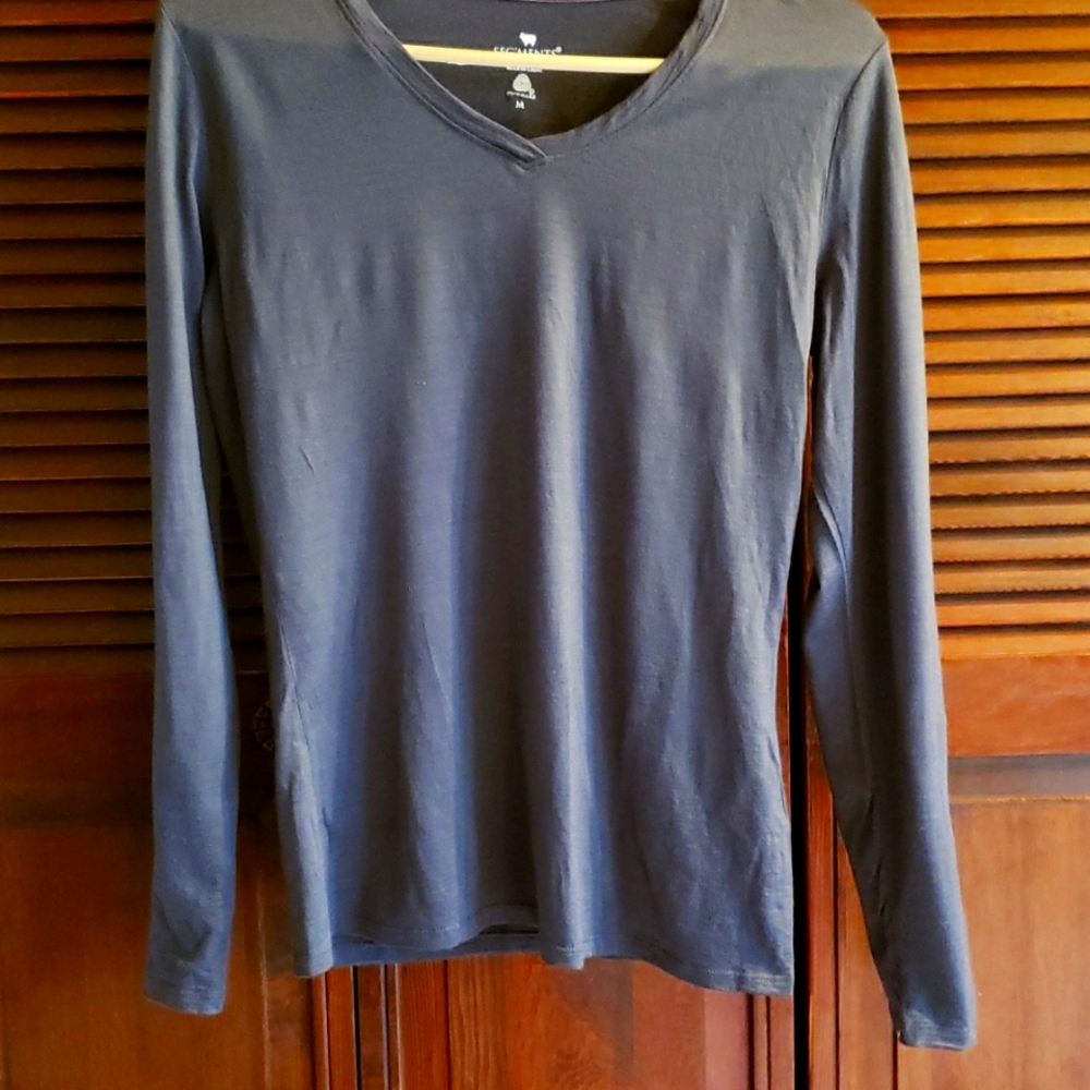 Segments.   Merino Wool long sleeve V neck T shirt.